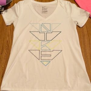 White Nike Dri-Fit with pattern